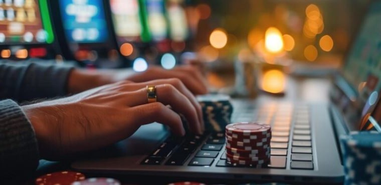 A man is making online bets