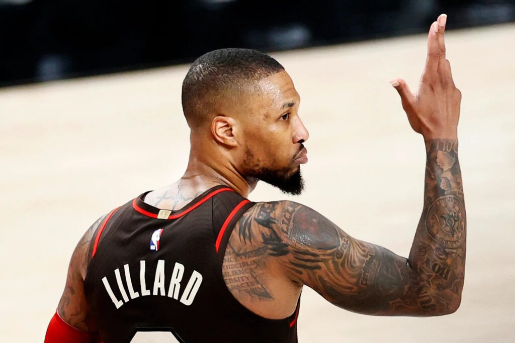 Damian Lillard gestures